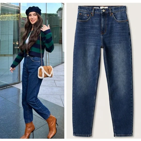MANGO high rise mom fit blue ankle jeans blogger favorite zara competitor - Picture 3 of 8